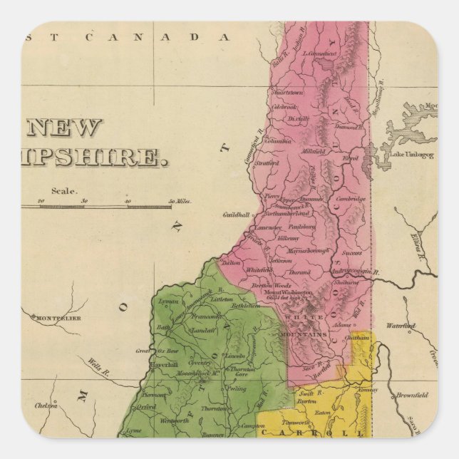 Pegatina Cuadrada Nuevo Hampshire 6 (Anverso)