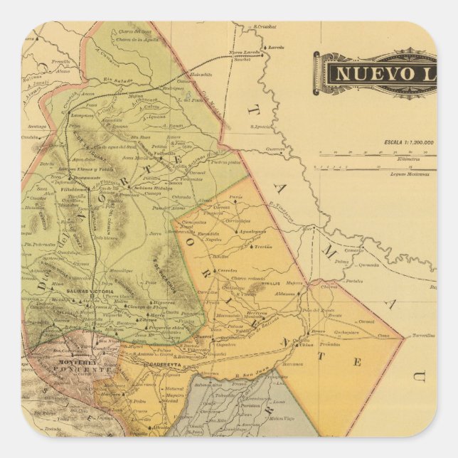 Pegatina Cuadrada Nuevo León (Anverso)