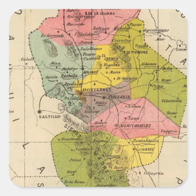 Pegatina Cuadrada Nuevo León, México (Anverso)
