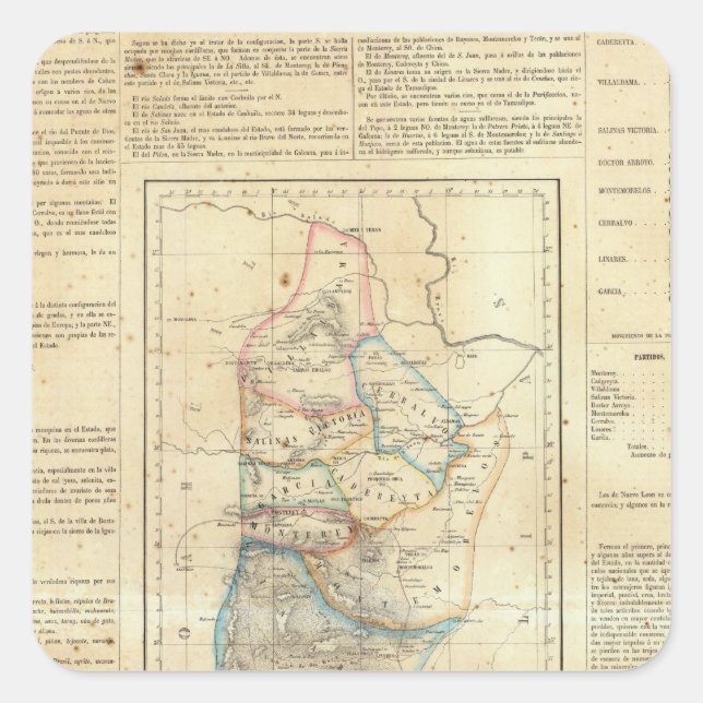 Pegatina Cuadrada Nuevo León, México (Anverso)