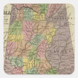 Pegatina Cuadrada Nuevo Mapa De Alabama