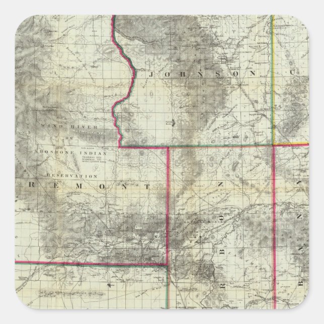 Pegatina Cuadrada Nuevo mapa de Holt, Wyoming (Anverso)