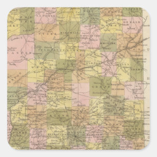 Pegatina Cuadrada Nuevo Mapa De Indiana