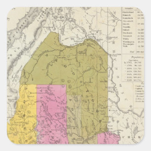 Pegatina Cuadrada Nuevo mapa de Maine 2