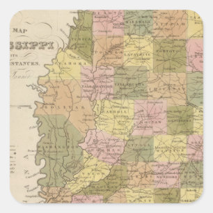 Pegatina Cuadrada Nuevo Mapa De Misisipi