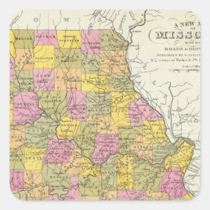 Pegatina Cuadrada Nuevo mapa de Missouri