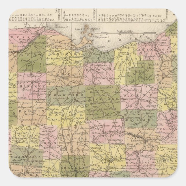 Pegatina Cuadrada Nuevo Mapa De Ohio (Anverso)