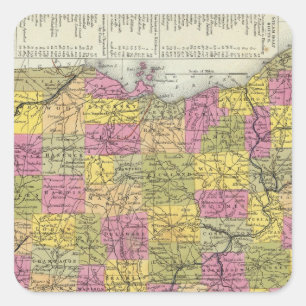 Pegatina Cuadrada Nuevo Mapa De Ohio