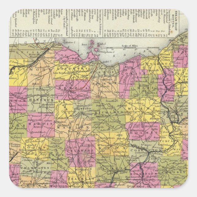 Pegatina Cuadrada Nuevo Mapa De Ohio (Anverso)