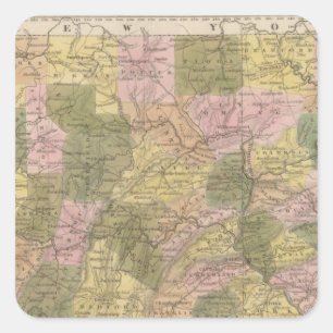 Pegatina Cuadrada Nuevo mapa de Pennsylvania