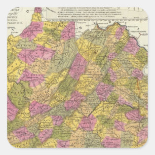 Pegatina Cuadrada Nuevo mapa de Virginia