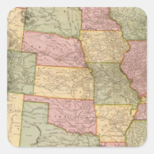 Pegatina Cuadrada Nuevo mapa del ferrocarril de los Estados Unidos