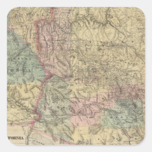 Pegatina Cuadrada Nuevo mapa del territorio de Arizona