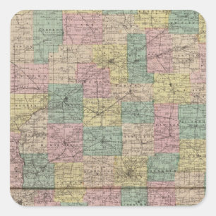 Pegatina Cuadrada Nuevo mapa seccional y municipal de Indiana