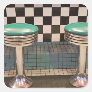 Pegatina Cuadrada Nuevo México, Albuquerque. El 66 Diner