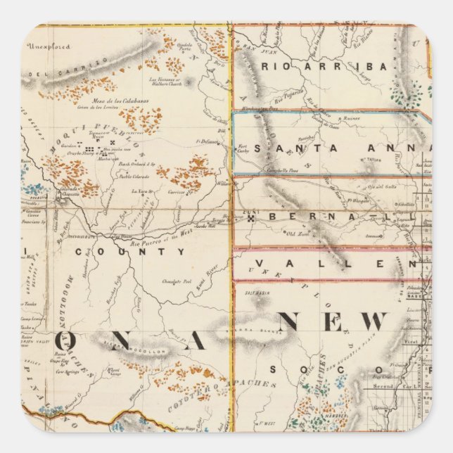 Pegatina Cuadrada Nuevo México, Arizona (Anverso)