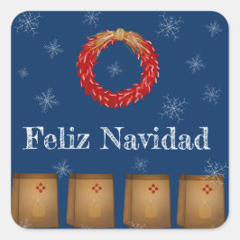 Pegatina Cuadrada Nuevo México Luminarias Farolitos Zia Red Chile