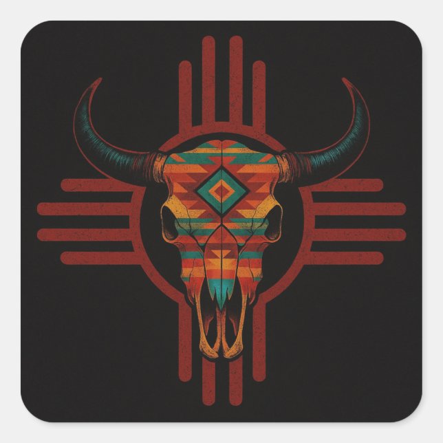 Pegatina Cuadrada Nuevo México Rojo  (Anverso)