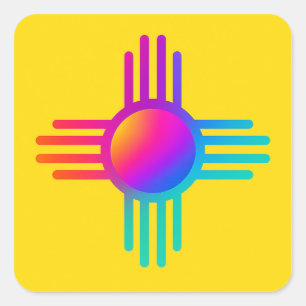 Pegatina Cuadrada Nuevo México Zia Sol