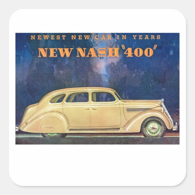 Pegatina Cuadrada Nuevo Nash "400" (Anverso)