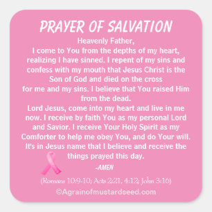 Pegatina Cuadrada ¡NUEVO! ORACIÓN DE SALVACIÓN Pégase con Jesús