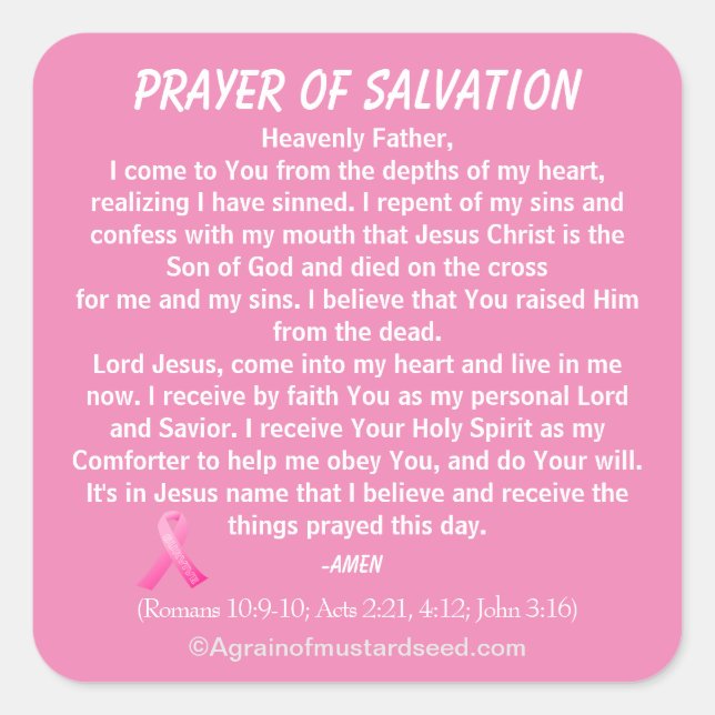 Pegatina Cuadrada ¡NUEVO! ORACIÓN DE SALVACIÓN Pégase con Jesús (Anverso)