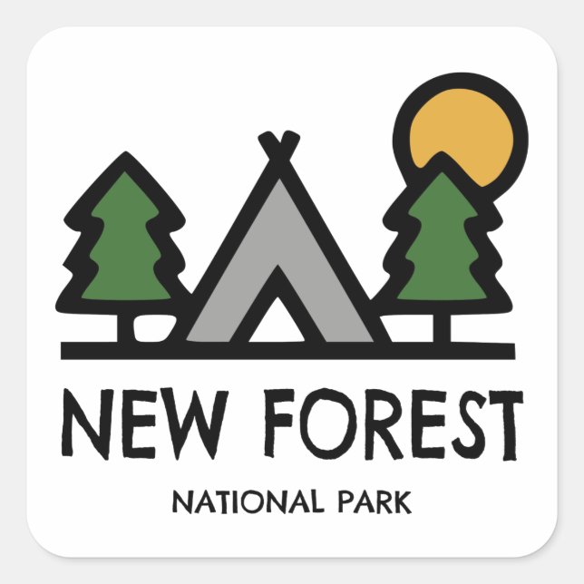 Pegatina Cuadrada Nuevo Parque Nacional Forestal (Anverso)