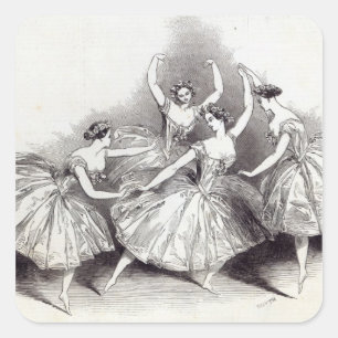 Pegatina Cuadrada Nuevo Pas de Quatre, por Mdlles