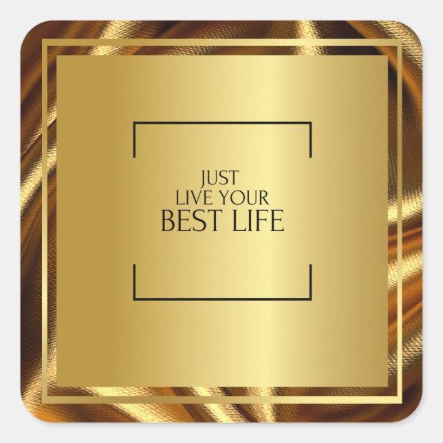 Pegatina Cuadrada "Nuevo reflejo: eres grandeza" Negro y Oro (Anverso)