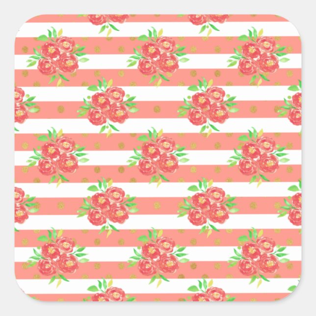 Pegatina Cuadrada Nuevo regalo de casa Bungalows florales amarillos (Anverso)