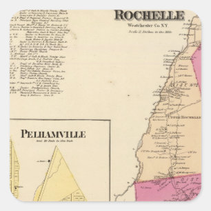 Pegatina Cuadrada Nuevo Rochelle, Ciudad Pelhamville
