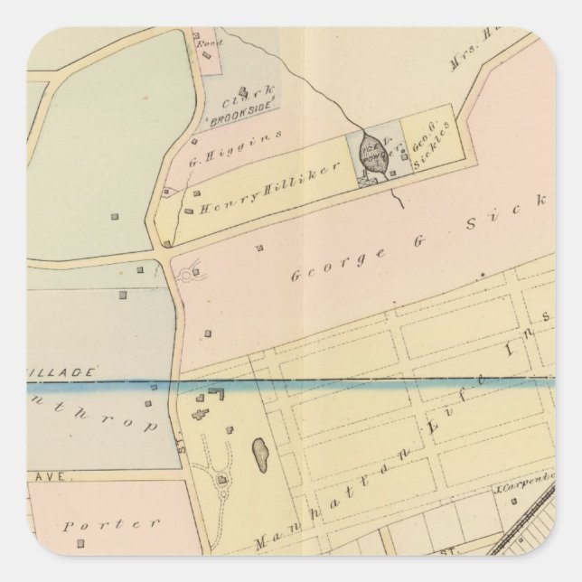 Pegatina Cuadrada Nuevo Rochelle, NY 2 (Anverso)