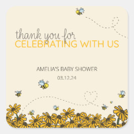 Pegatina Cuadrada Nuevo tema de ducha Mama-to-Bee