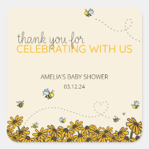 Pegatina Cuadrada Nuevo tema de ducha Mama-to-Bee