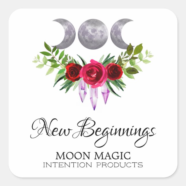 Pegatina Cuadrada Nuevos comienzos Intención Candle Square Labels (Anverso)