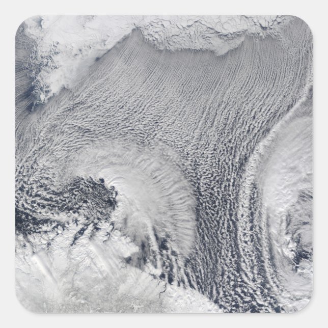 Pegatina Cuadrada Nulas formaciones inusuales sobre el Mar de Barent (Anverso)