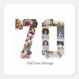 Pegatina Cuadrada Número 70 Collage de fotos
