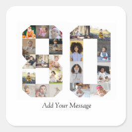 Pegatina Cuadrada Número 80 Collage de fotos