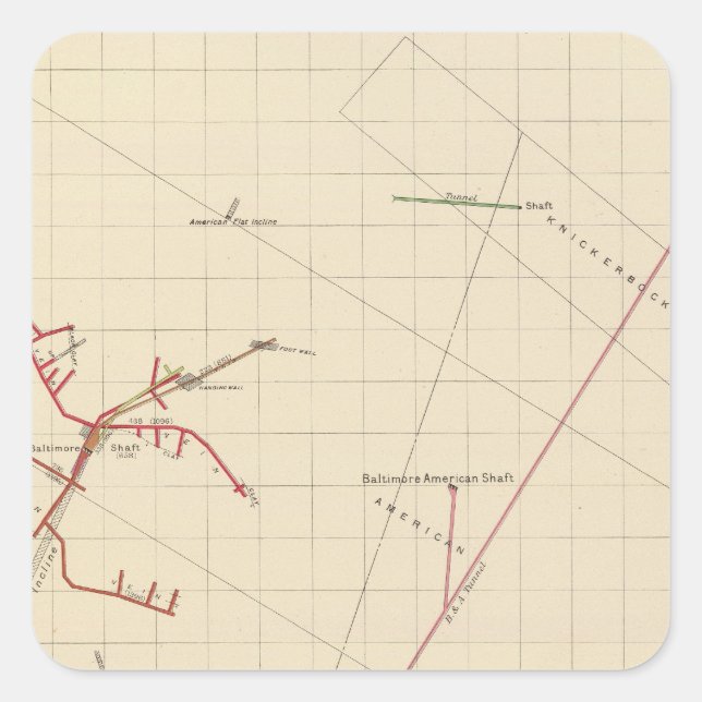 Pegatina Cuadrada Número de mapas de minas de Comstock VIX (Anverso)