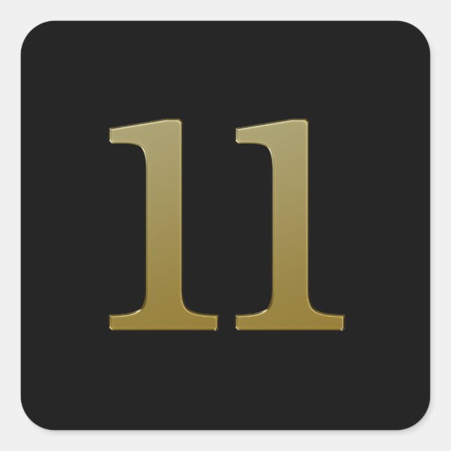 Pegatina Cuadrada Número de oro 11 (Anverso)