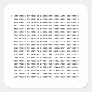 Pegatina Cuadrada Número De Pi De 1000 Primeros Dígitos Símbolo ma