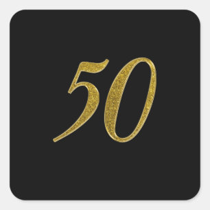 Pegatina Cuadrada Número de Purpurina Gold 50