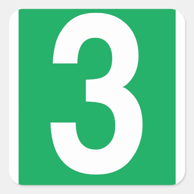 Pegatina Cuadrada Número tres (Anverso)