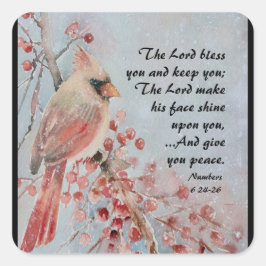 Pegatina Cuadrada Números 6 24-26 Lord Bless You Red Bird & Berries