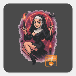 Pegatina Cuadrada Nun de estropajo embrujado - Halloween fantasmal