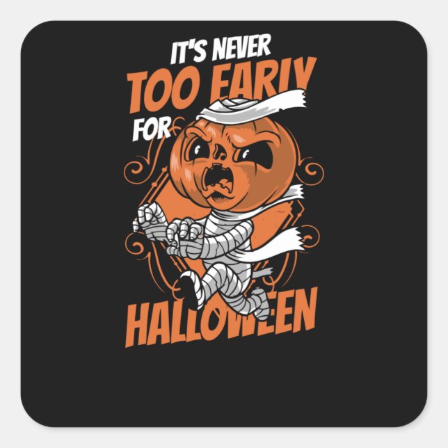 Pegatina Cuadrada Nunca antes para Halloween (Anverso)