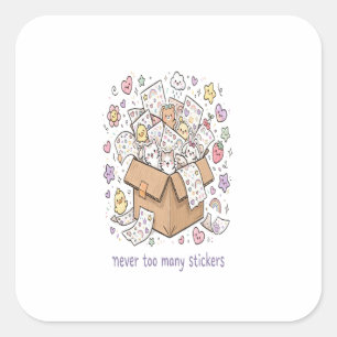 Pegatina Cuadrada Nunca Demasiados Stickers Kawaii Sticker
