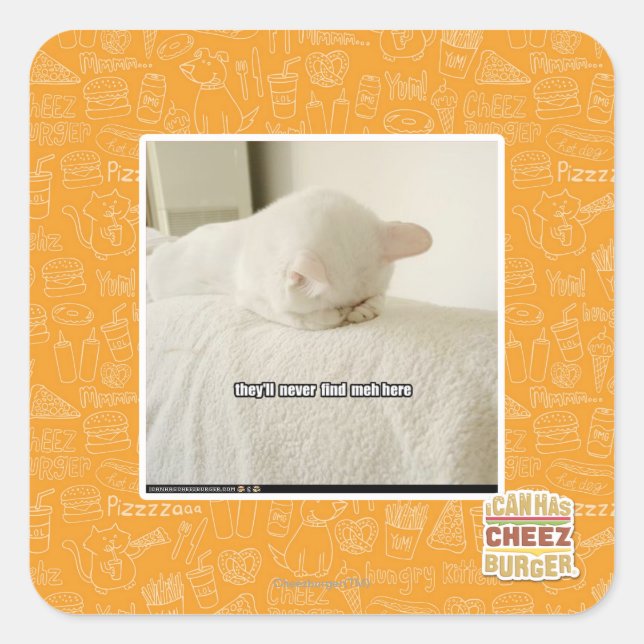 Pegatina Cuadrada nunca me encontrarán aquí (Anverso)