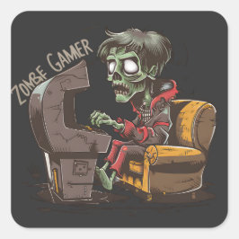 Pegatina Cuadrada Nunca muerto, juego en marcha: Zombie Gamer