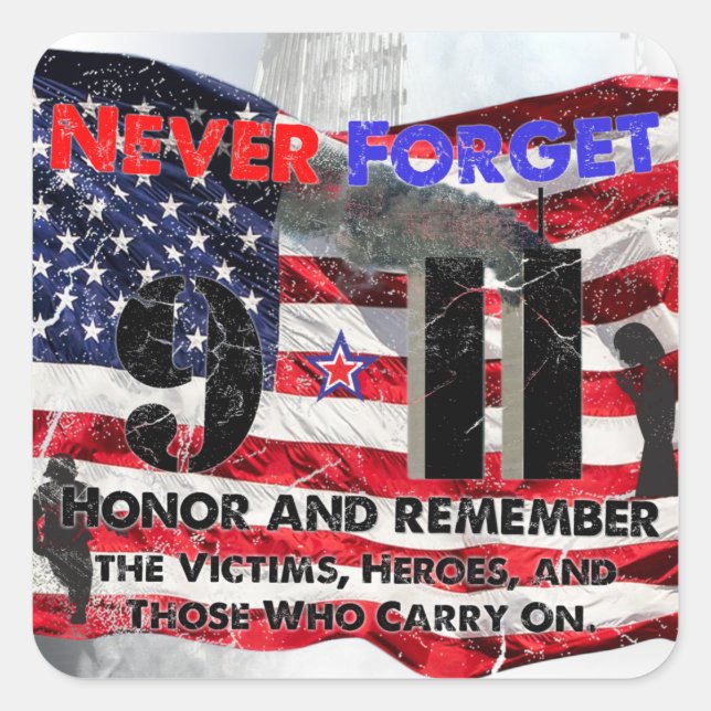 Pegatina Cuadrada Nunca olvidar el 11 de septiembre (Anverso)